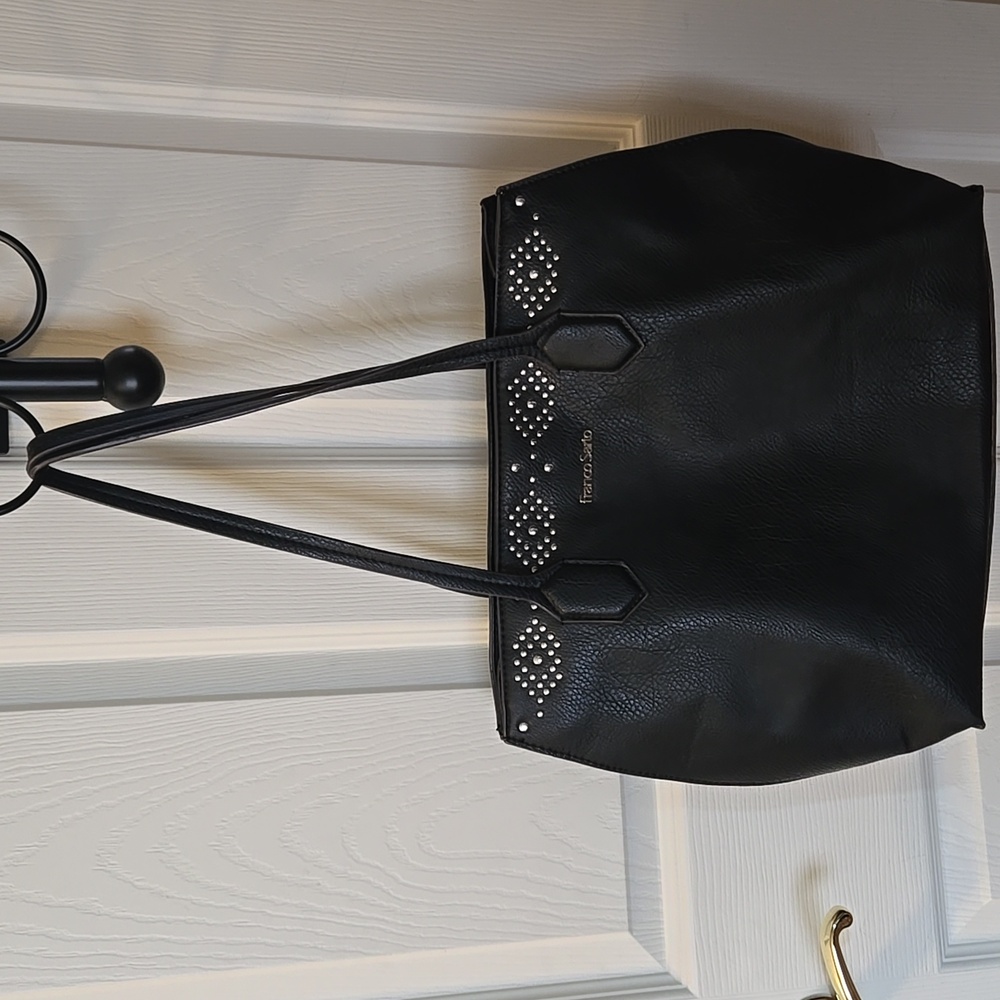 Franco Sarto Black Studded Leather Tote Bag